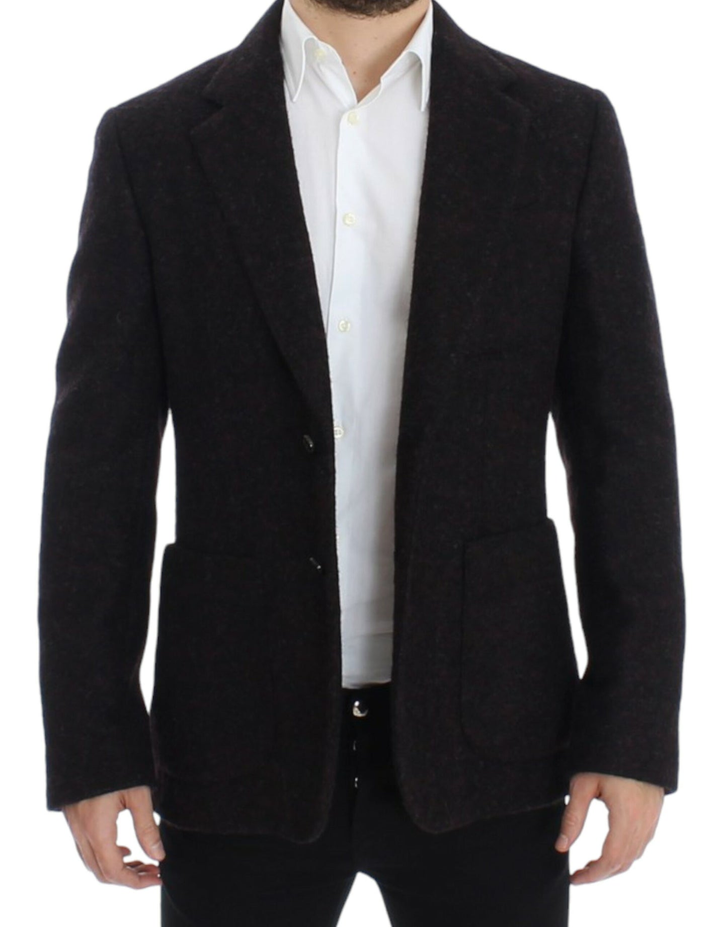 Dolce &amp; Gabbana Burgundy Alpaca Two-Button Blazer Jacket