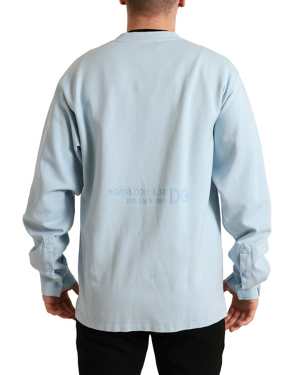 Dolce & Gabbana Elegant Light Blue Cotton Blend Crew Neck Sweater