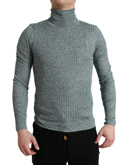 Dolce &amp; Gabbana Green Polyester Turtleneck Pullover Sweater