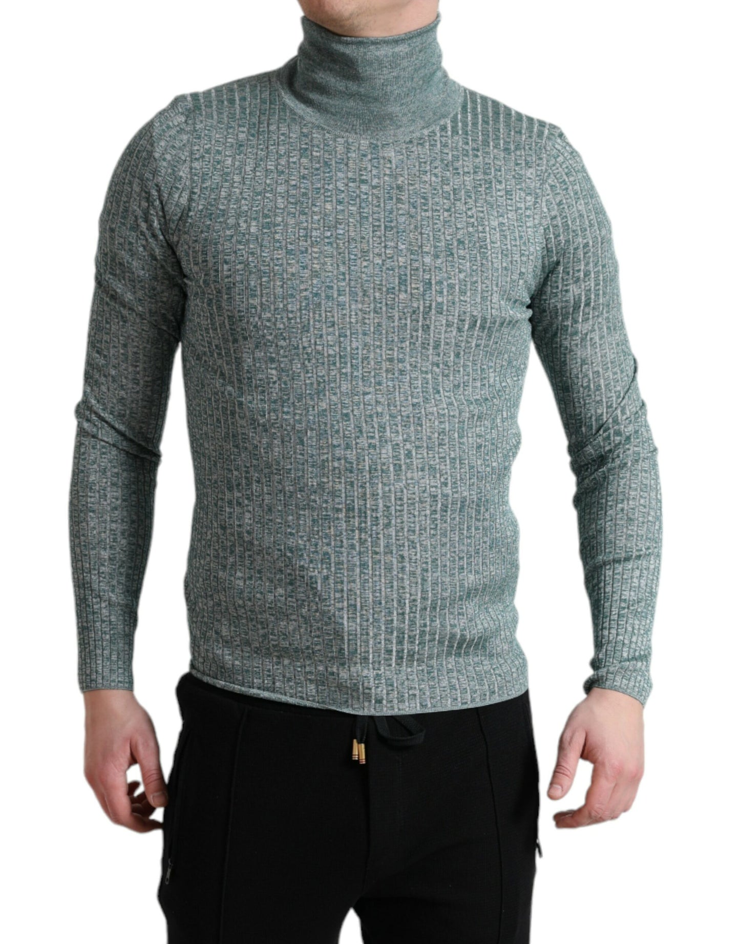 Dolce &amp; Gabbana Green Polyester Turtleneck Pullover Sweater