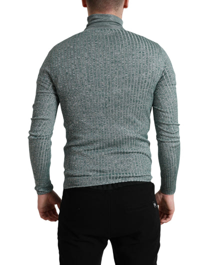 Dolce &amp; Gabbana Green Polyester Turtleneck Pullover Sweater