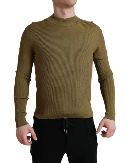 Dolce &amp; Gabbana Army Green Viscose Crewneck Pullover Sweater