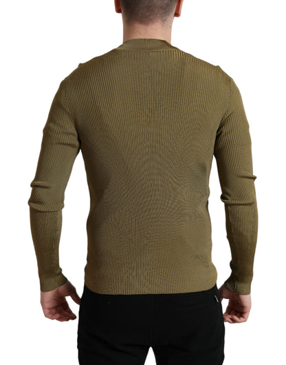 Dolce &amp; Gabbana Army Green Viscose Crewneck Pullover Sweater