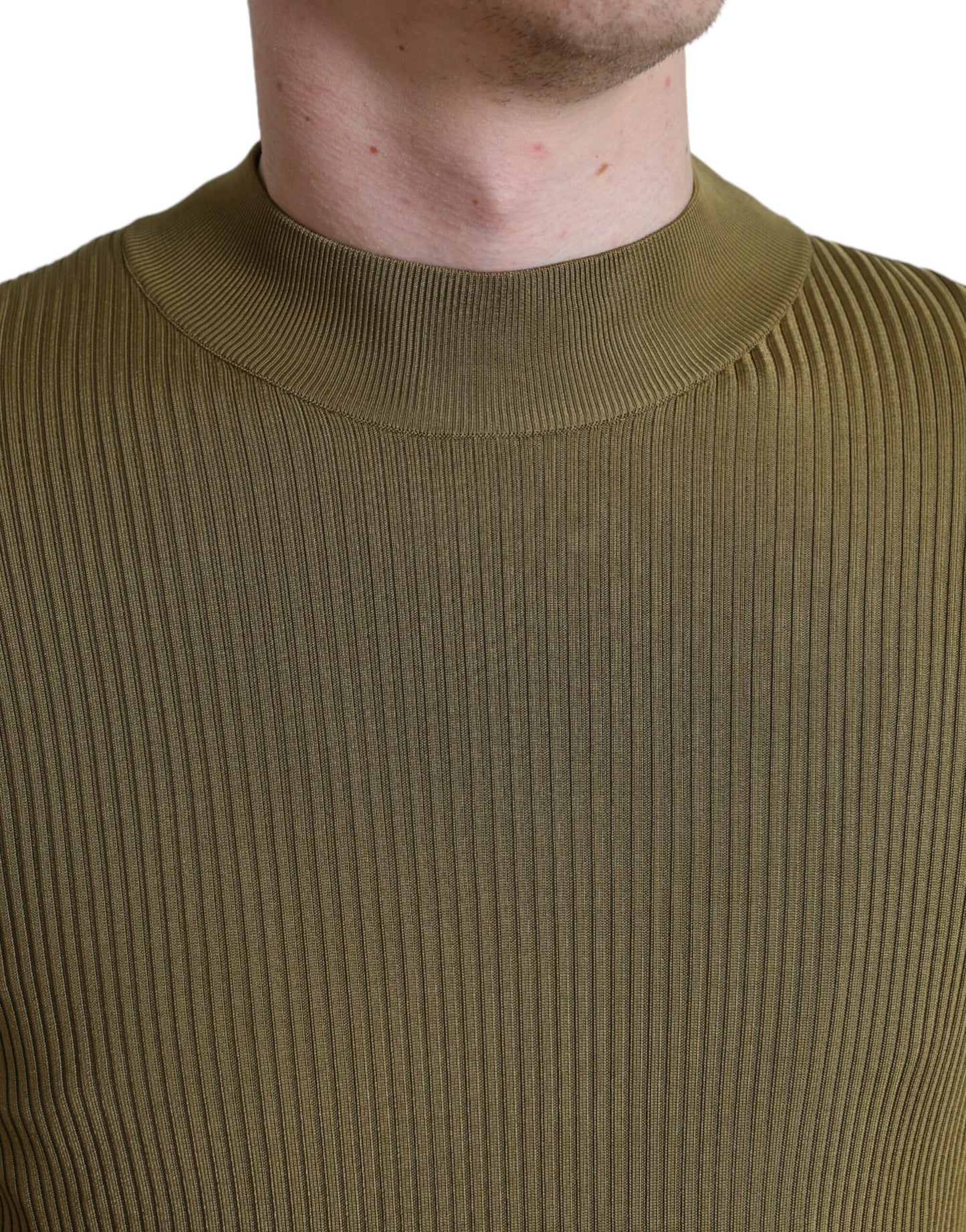 Dolce &amp; Gabbana Army Green Viscose Crewneck Pullover Sweater