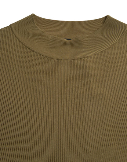 Dolce &amp; Gabbana Army Green Viscose Crewneck Pullover Sweater