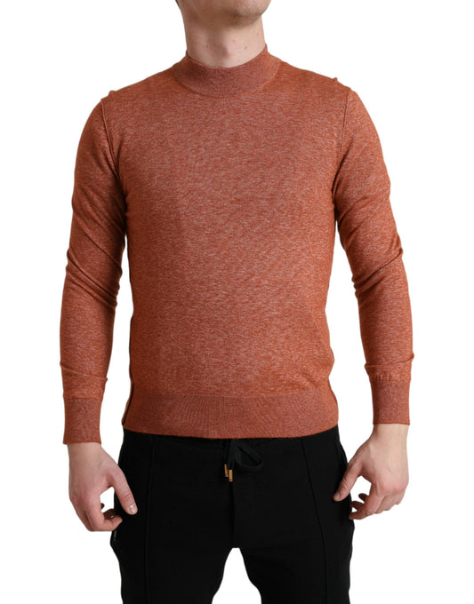 Dolce &amp; Gabbana Orange Cashmere Crew Neck Pullover Sweater