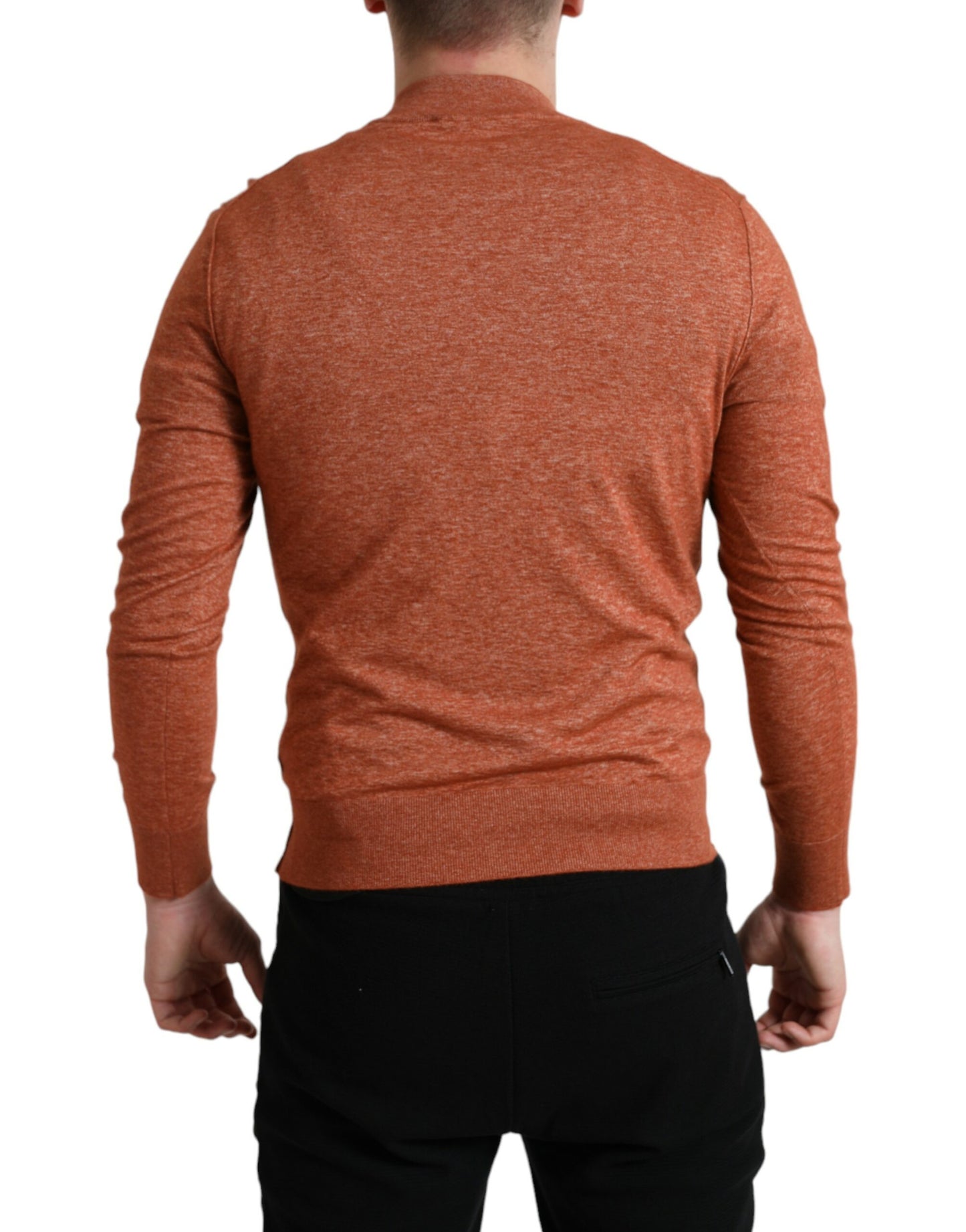 Dolce &amp; Gabbana Orange Cashmere Crew Neck Pullover Sweater