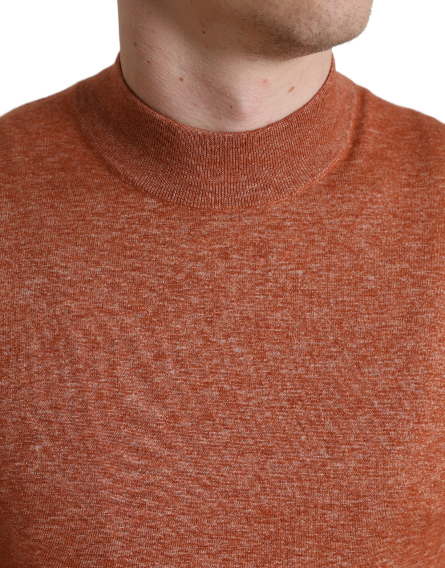 Dolce &amp; Gabbana Orange Cashmere Crew Neck Pullover Sweater