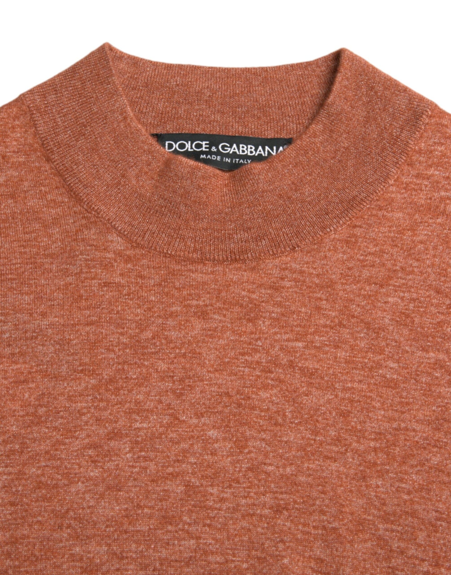 Dolce &amp; Gabbana Orange Cashmere Crew Neck Pullover Sweater