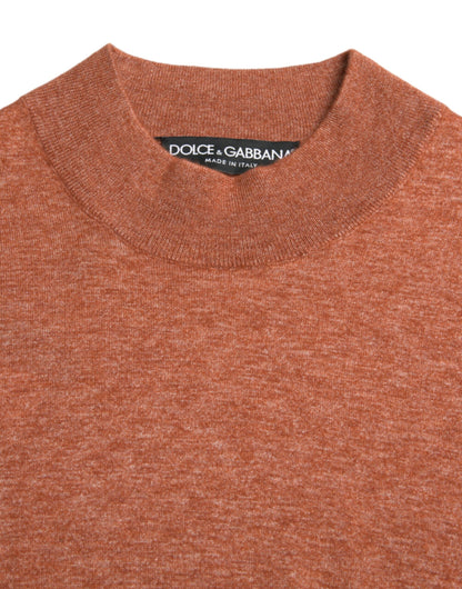 Dolce &amp; Gabbana Orange Cashmere Crew Neck Pullover Sweater