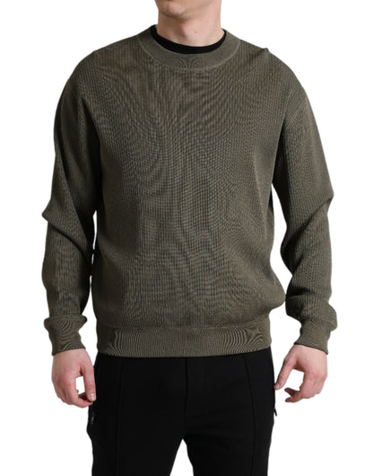 Dolce &amp; Gabbana Green Viscose Crew Neck Men Pullover Sweater