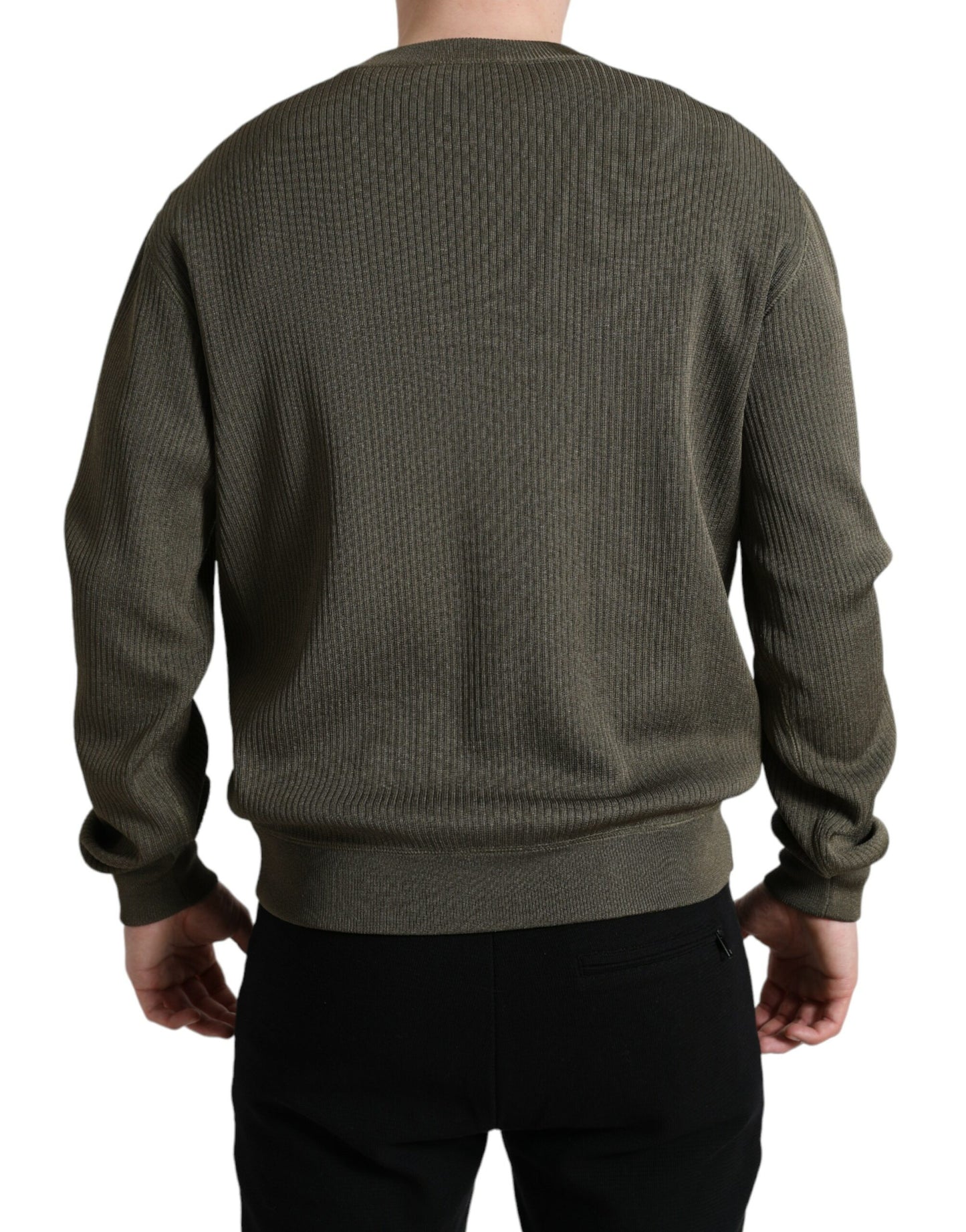 Dolce &amp; Gabbana Green Viscose Crew Neck Men Pullover Sweater