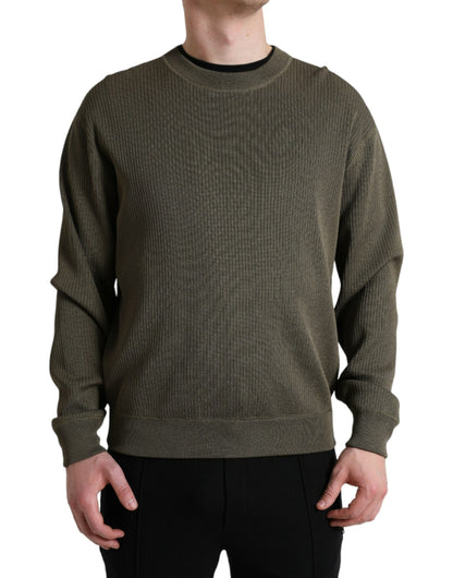 Dolce &amp; Gabbana Green Viscose Crew Neck Men Pullover Sweater