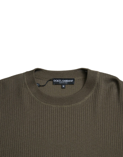 Dolce &amp; Gabbana Green Viscose Crew Neck Men Pullover Sweater