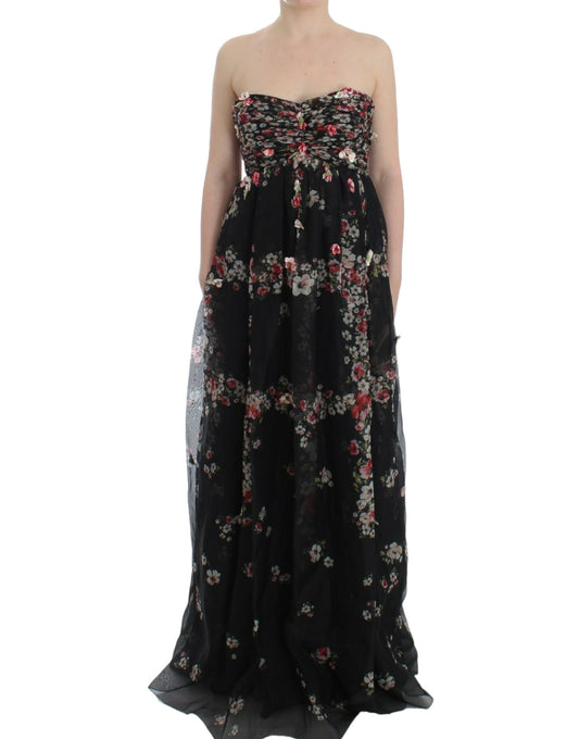 Dolce & Gabbana Elegant Strapless Silk Maxi Dress