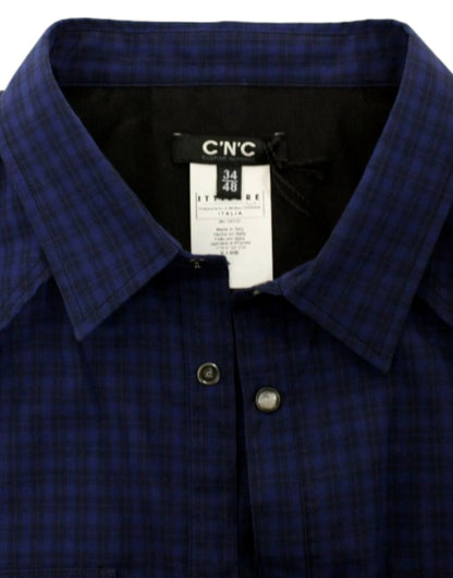 Costume National Chic Blue Checkered Casual Cotton Shirt