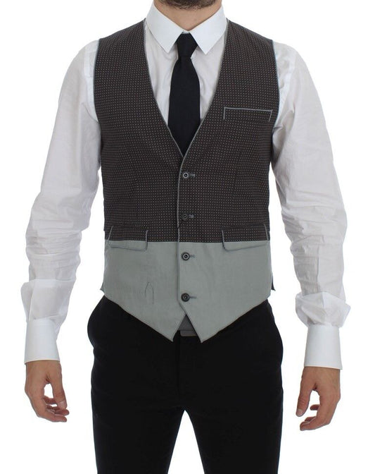 Dolce &amp; Gabbana Gray Polka Dot Dress Vest Weste Waistcoat