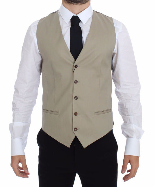 Dolce &amp; Gabbana Beige Cotton Dress Vest Blazer Jacket