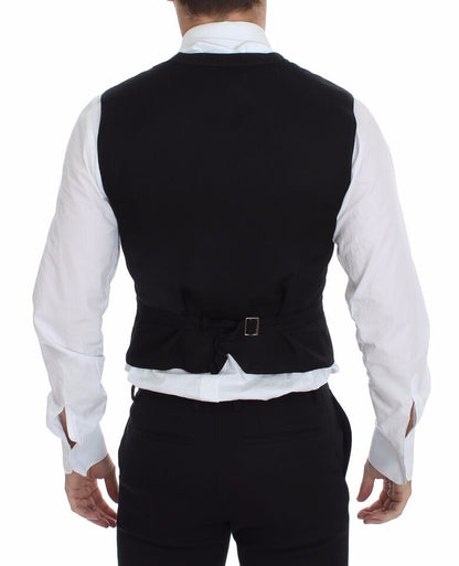 Dolce &amp; Gabbana Black Flax Cotton Dress Vest Blazer