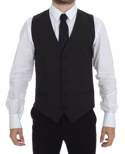 Dolce &amp; Gabbana Gray Wool Stretch Dress Vest Jacket Blazer