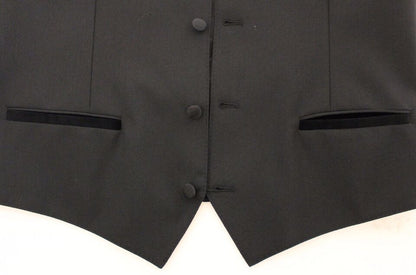 Dolce &amp; Gabbana Black Wool Silk Stretch Dress Vest Blazer