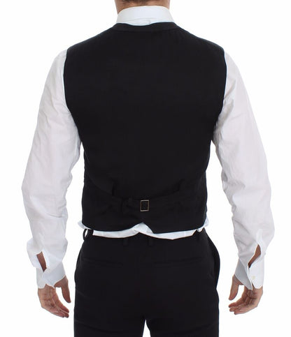 Dolce &amp; Gabbana Black Cotton Viscose Dress Vest Blazer