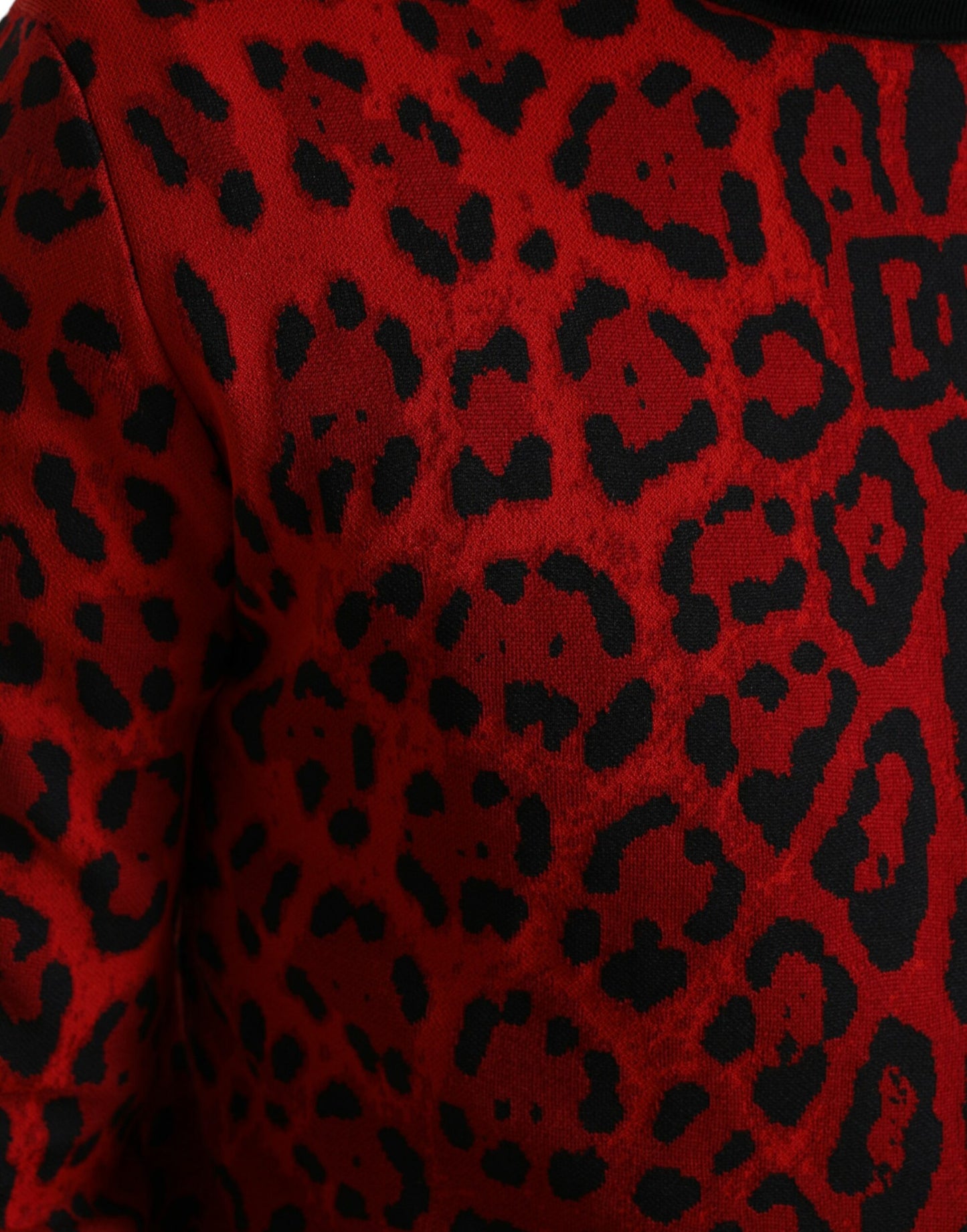 Dolce &amp; Gabbana Red Leopard Print Turtleneck Pullover Sweater