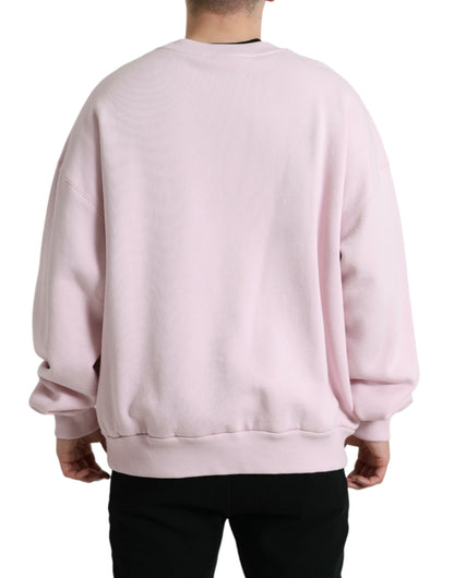 Dolce &amp; Gabbana Pink Embroidered Crew Neck Pullover Sweater