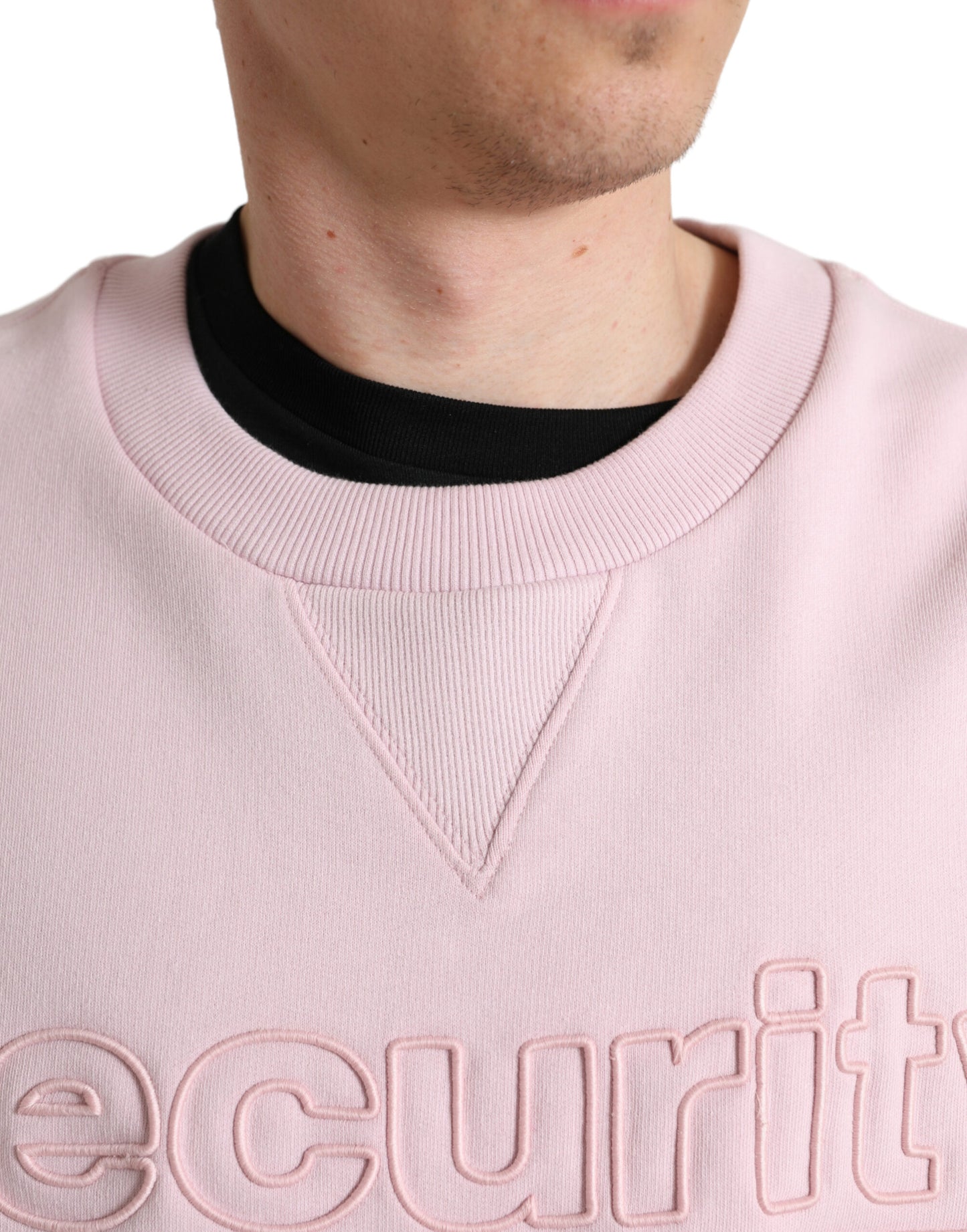 Dolce &amp; Gabbana Pink Embroidered Crew Neck Pullover Sweater