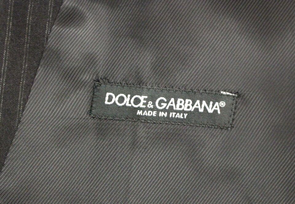 Dolce &amp; Gabbana Black Striped Wool Single Breasted Vest