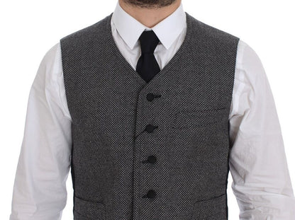 Dolce &amp; Gabbana Gray Cotton Blend Logo Vest Weste Waistcoat