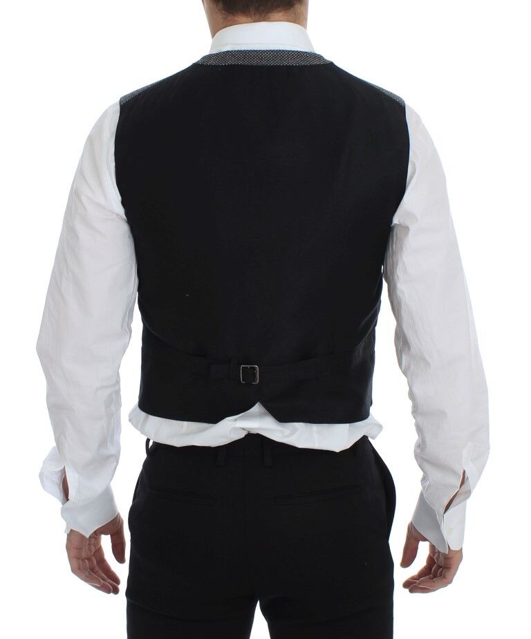 Dolce &amp; Gabbana Gray Cotton Blend Logo Vest Weste Waistcoat