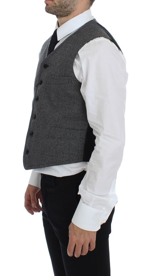 Dolce &amp; Gabbana Gray Cotton Blend Logo Vest Weste Waistcoat