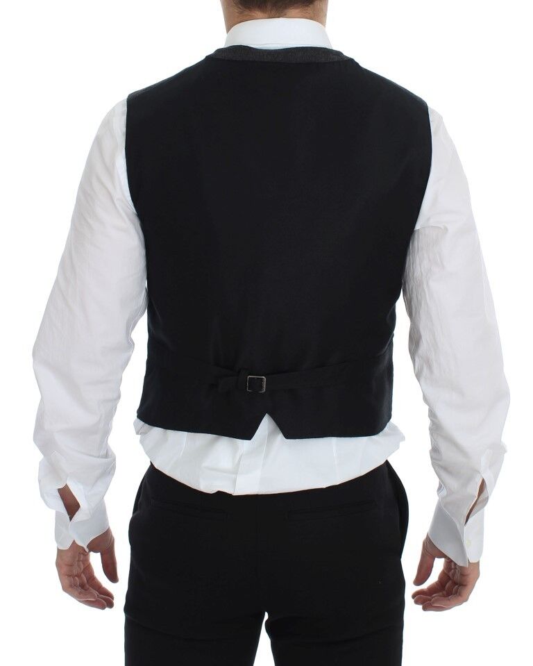 Dolce &amp; Gabbana Gray Wool Blend Logo Vest Weste Waistcoat