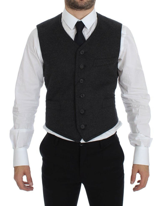 Dolce &amp; Gabbana Gray Wool Blend Vest Weste Waistcoat