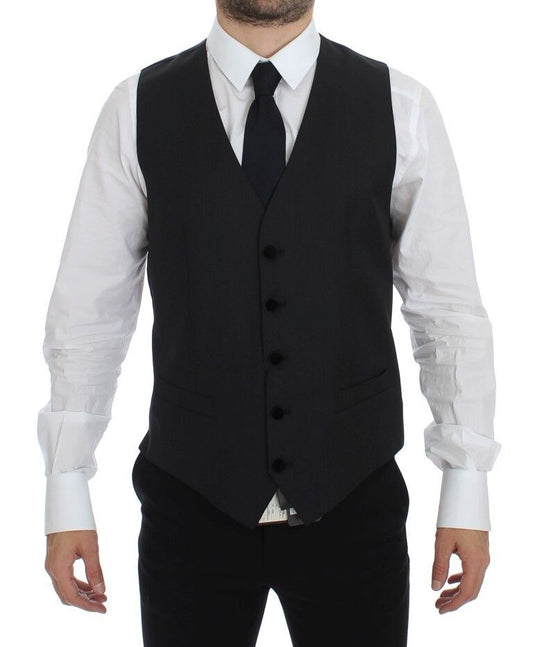 Dolce &amp; Gabbana Gray Wool Formal Dress Vest Weste Waistcoat