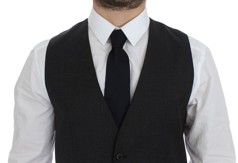 Dolce &amp; Gabbana Gray Wool Formal Dress Vest Weste Waistcoat