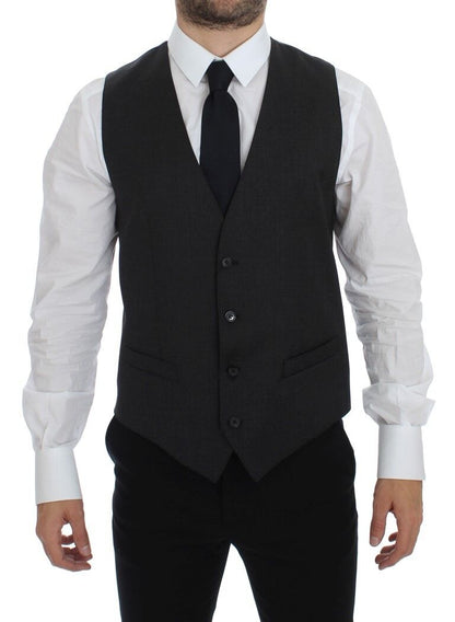 Dolce &amp; Gabbana Gray Wool Formal Dress Vest Weste Waistcoat