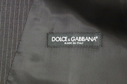 Dolce &amp; Gabbana Gray Striped Wool Single Breasted Vest