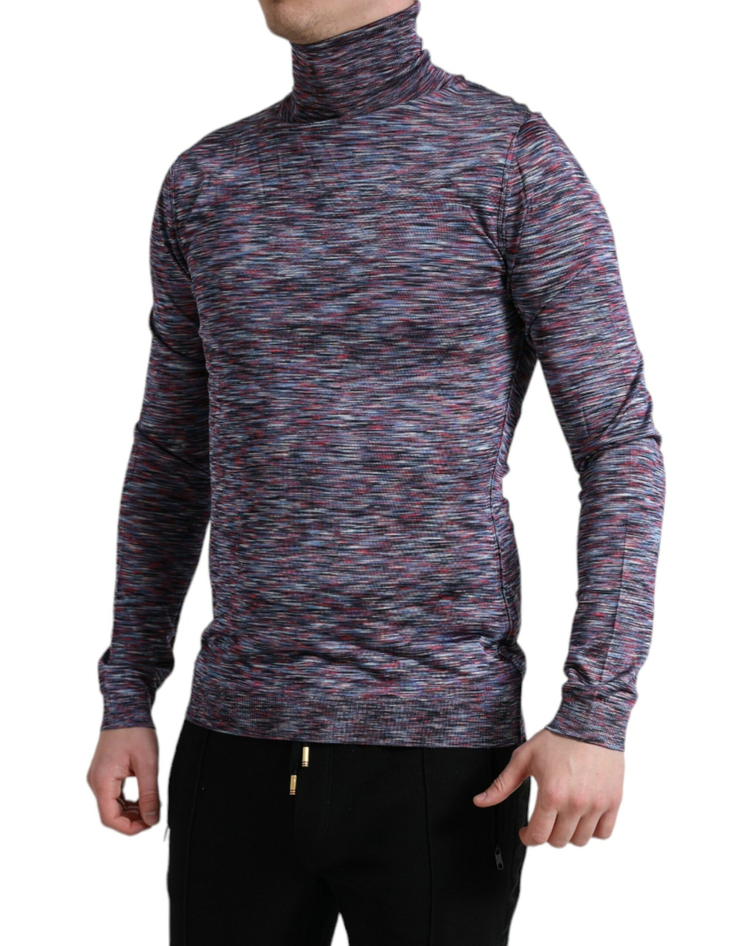 Dolce &amp; Gabbana Blue Purple Turtleneck Pullover Sweater