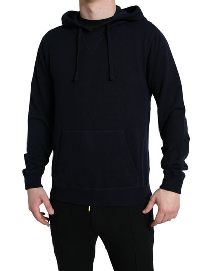 Dolce &amp; Gabbana Blue Cashmere Hooded Pullover Sweater