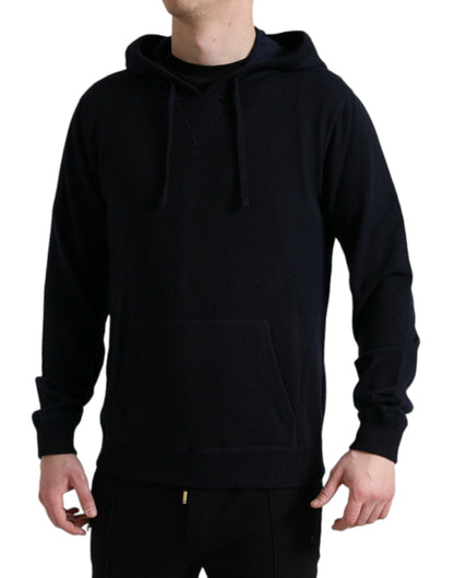 Dolce &amp; Gabbana Blue Cashmere Hooded Pullover Sweater