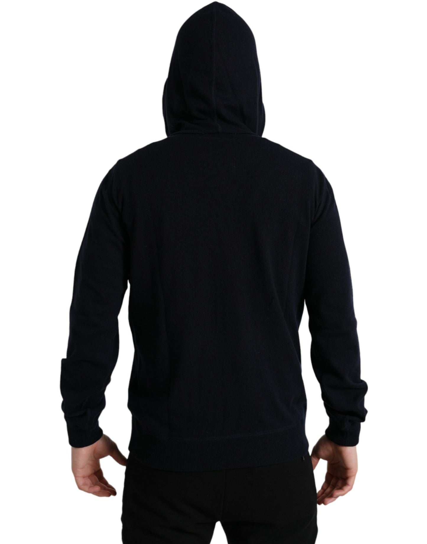 Dolce &amp; Gabbana Blue Cashmere Hooded Pullover Sweater