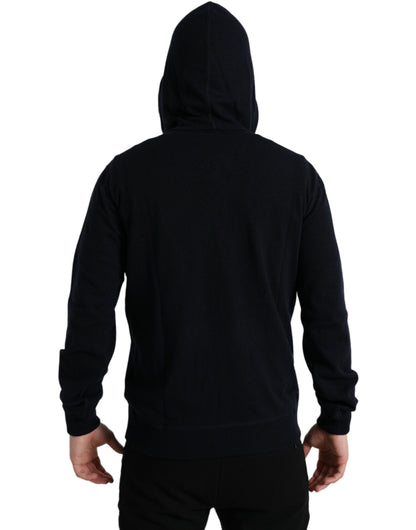 Dolce &amp; Gabbana Blue Cashmere Hooded Pullover Sweater