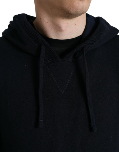 Dolce &amp; Gabbana Blue Cashmere Hooded Pullover Sweater