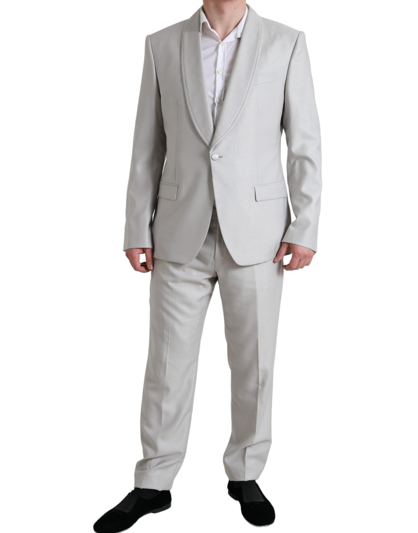 Dolce & Gabbana Elegant Silver Slim Fit Wool-Silk Suit