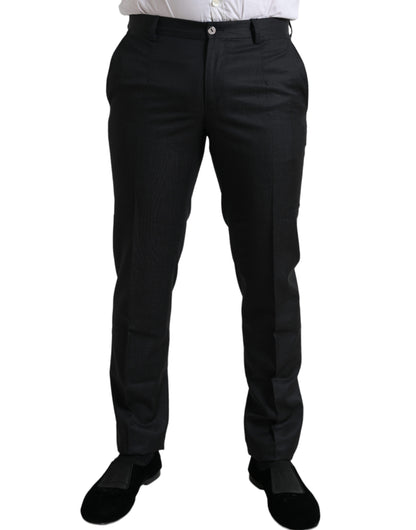 Dolce &amp; Gabbana Black Slim Cotton Formal Dress Pants