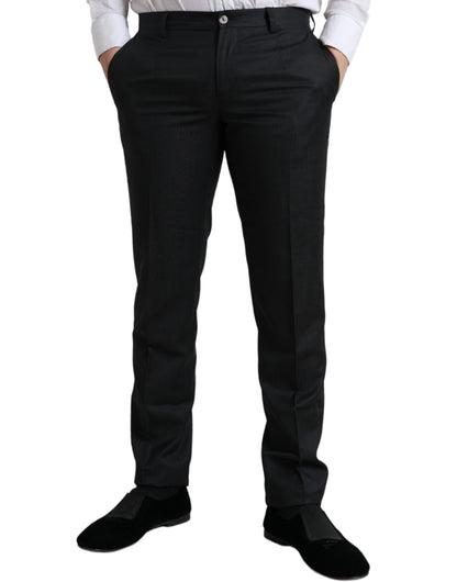 Dolce &amp; Gabbana Black Slim Cotton Formal Dress Pants