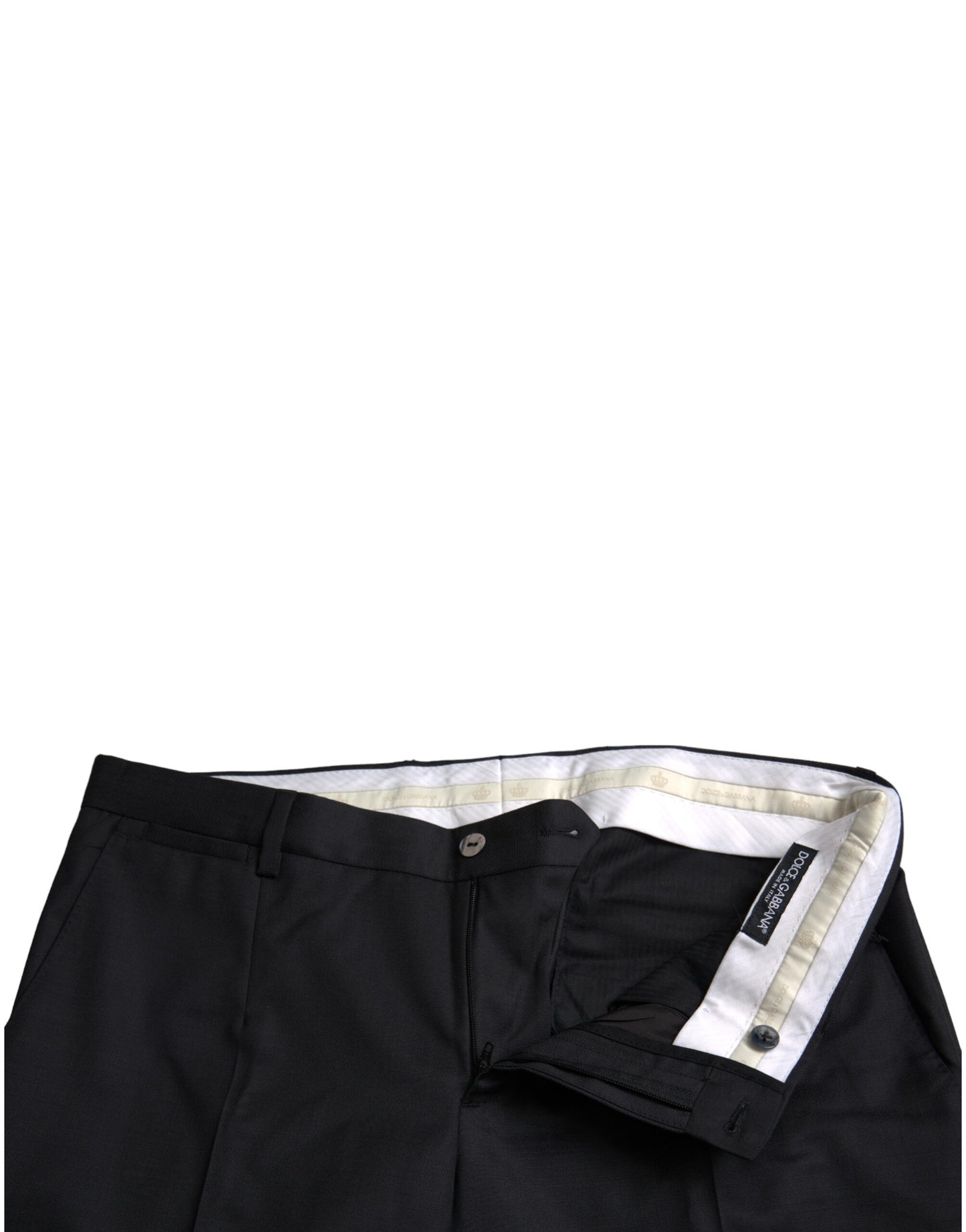 Dolce &amp; Gabbana Black Slim Cotton Formal Dress Pants