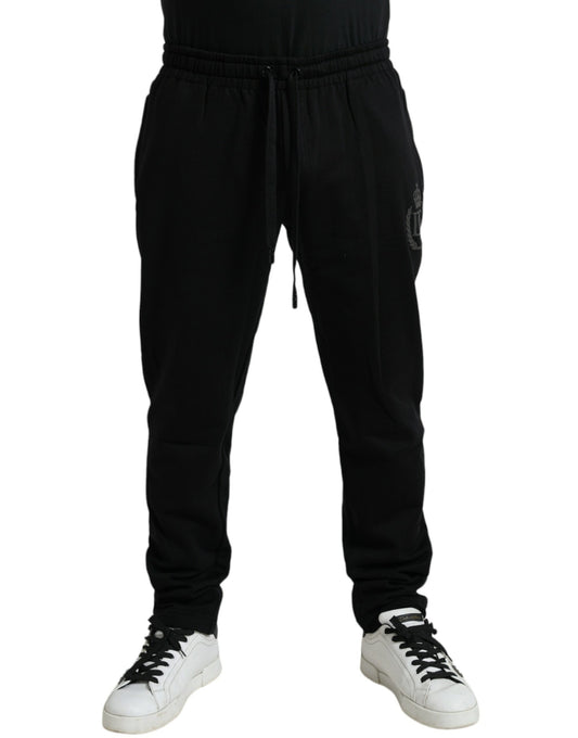 Dolce &amp; Gabbana Black Cotton Logo Jogger Men Sweatpants Pants